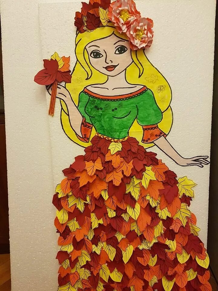 Поделка девушка осень из листьев фото шаблоны Pin on Eu Fall crafts for kids, Kids art projects, Cartoon flowers
