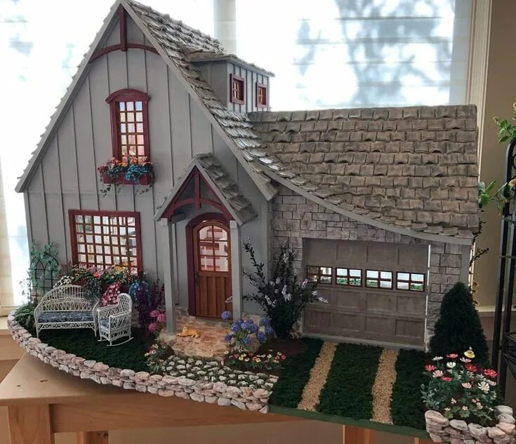Поделка дом своими руками фото Pin by gezmine mendoza on Home Miniature houses, Cardboard box houses, House sty