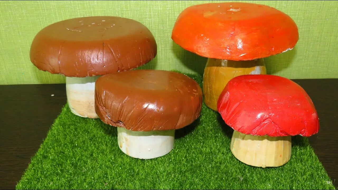 Поделка гриб фото DIY Mushrooms using plaster. - YouTube
