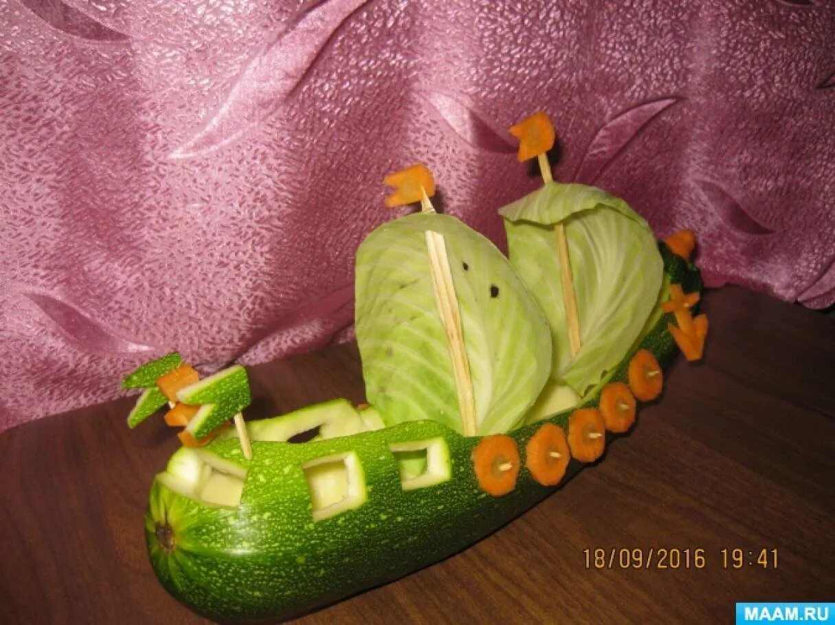 Поделка из кабачка фото Мастер-класс по изготовлению осенней поделки из кабачка "Корабль" (11 фото). Вос