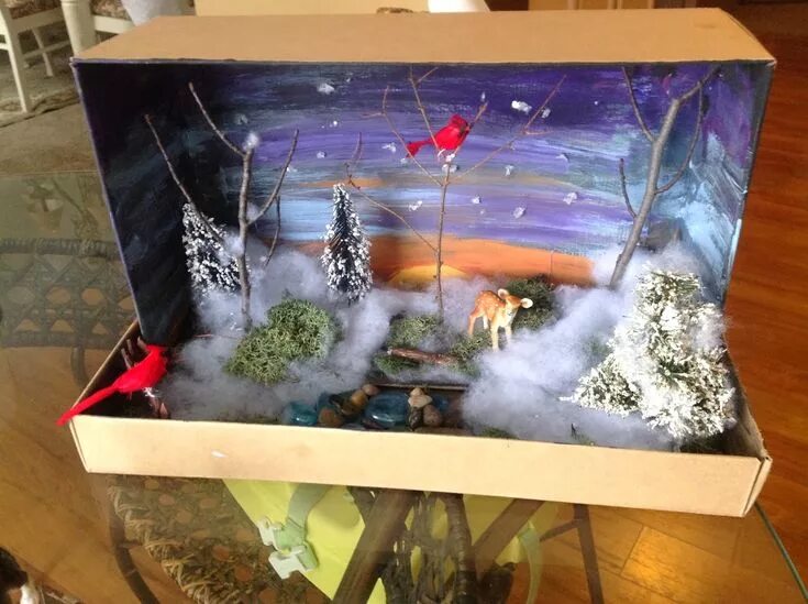 Поделка из коробки фото The Crafty Homeschool Mama Christmas diorama, Diorama kids, Shoe box diorama
