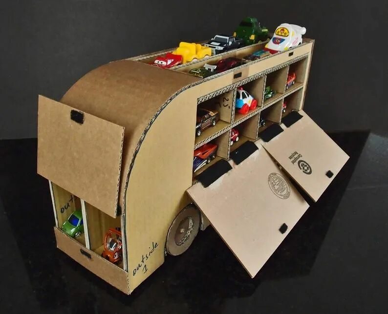 Поделка из коробок фото Modèle de transporteur de voiture de camion jouet Tutoriel bricolage - Etsy Fran