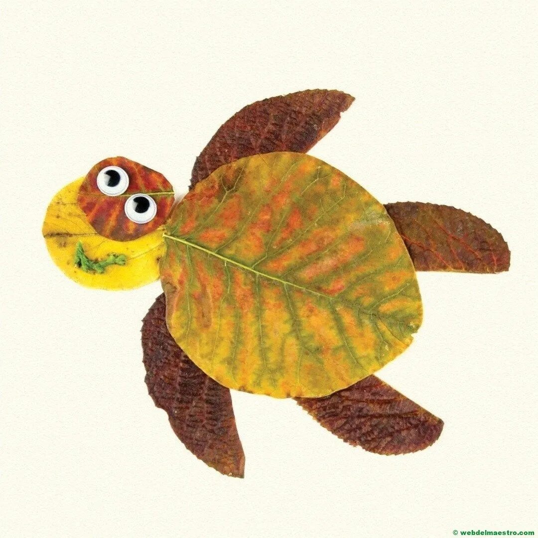 Поделка из листьев фото Manualidades con hojas secas Dibujos, Manualidades hojas secas, Hojas