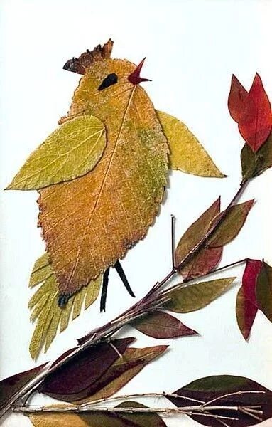 Поделка из листьев фото Поделка из Листьев на Листе Бумаги Своими Руками + 55 ФОТО Dry leaf art, Leaf ar