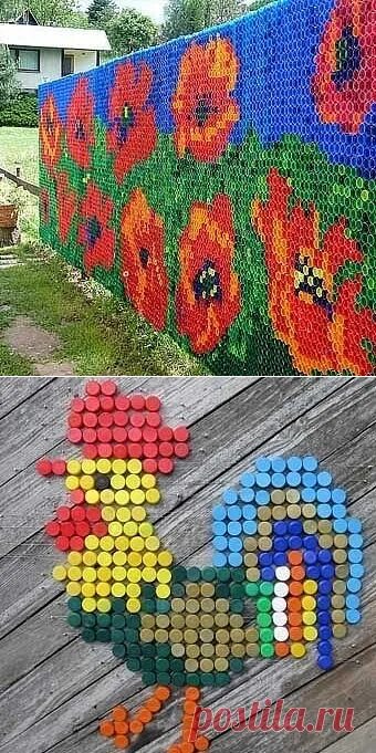 Поделка из пластиковых крышек фото Одноклассники Интерьер Постила
