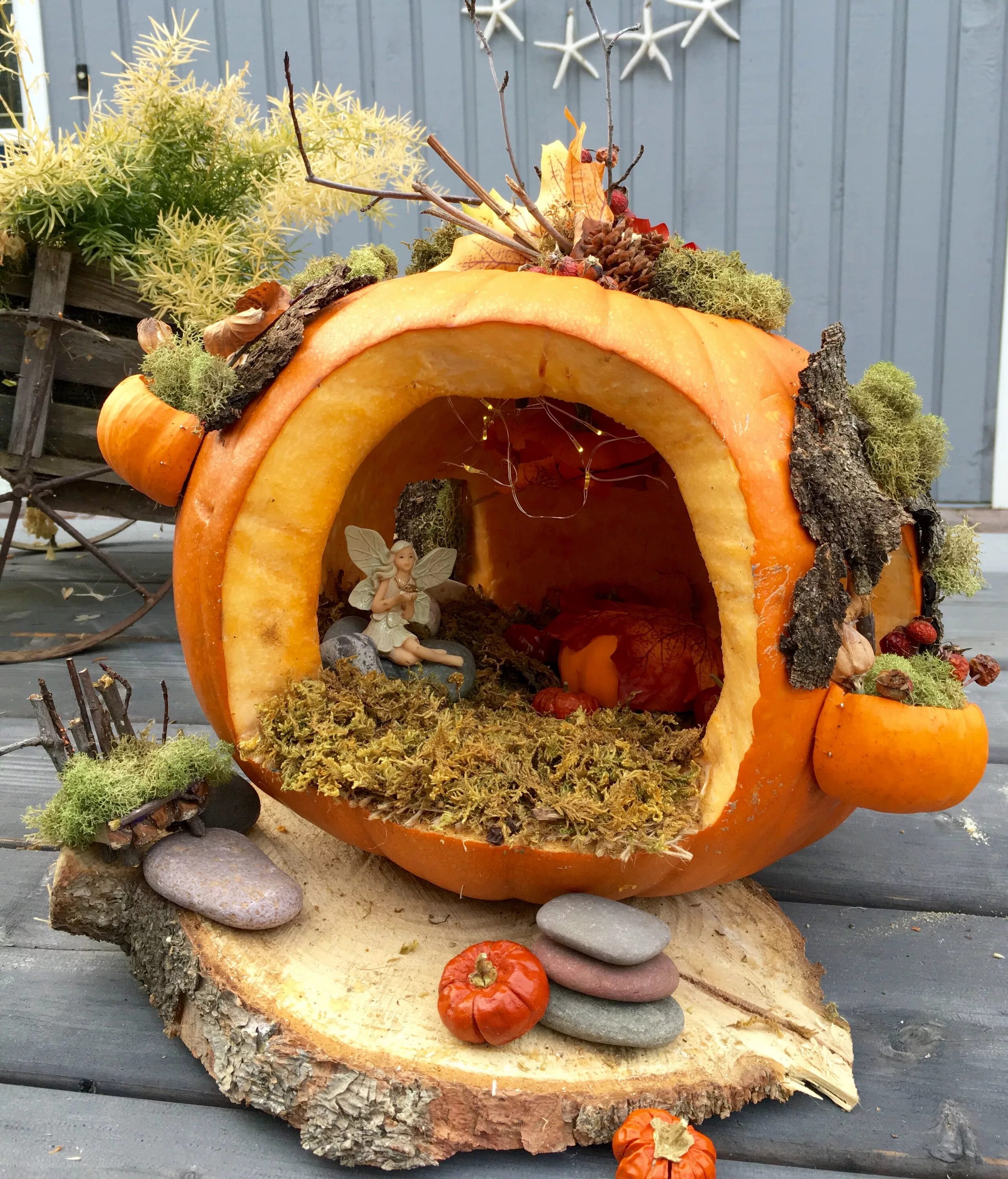 Поделка из тыквы в садик фото Pumpkin fairy house. Created by C. Westover Pumpkin fairy house, Halloween fairy