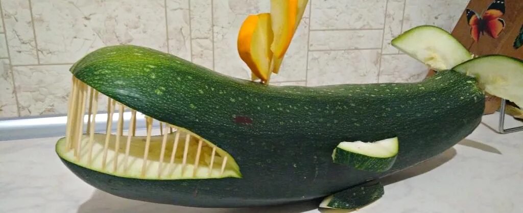 Поделка кит из кабачка и зубочисток фото Кит из кабачка - Арт Минск.ру