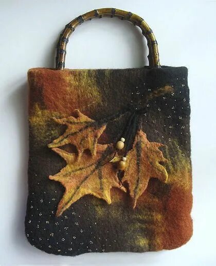 Поделка осенняя сумочка сумка 'осенние листья' Felted handbags, Felt purse, Wool felt