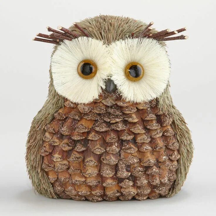 Поделка сова фото Natural Fiber Owl Owl decor, Owl, Pine cone crafts