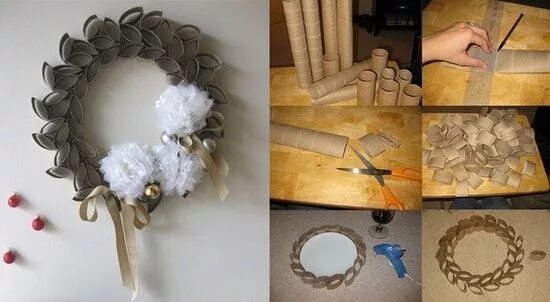 Поделка своими руками мастер класс фото Kağıt Rulolardan Kapı Süsü Kapı çelenkleri, Kendin yap elişi ve Hediyeler