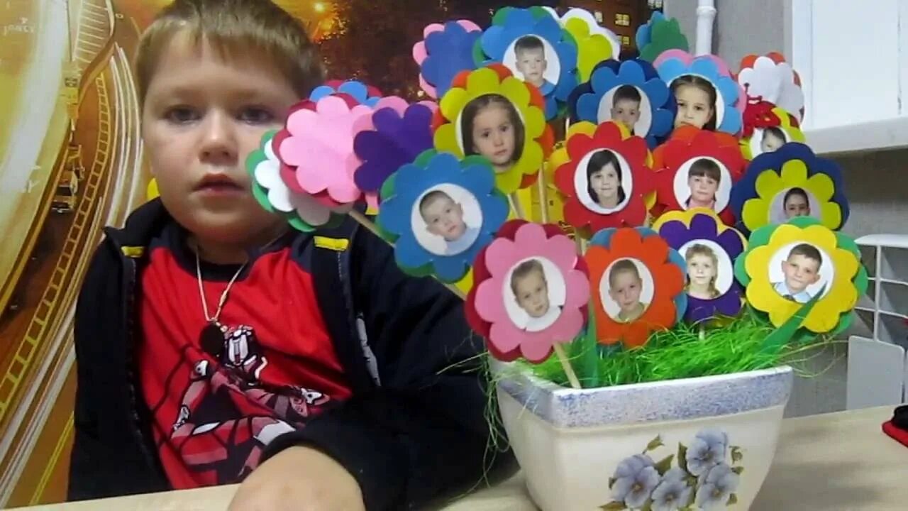 Поделка цветок с фото ребенка DIY:Подарки+своими руками+день учителя - YouTube