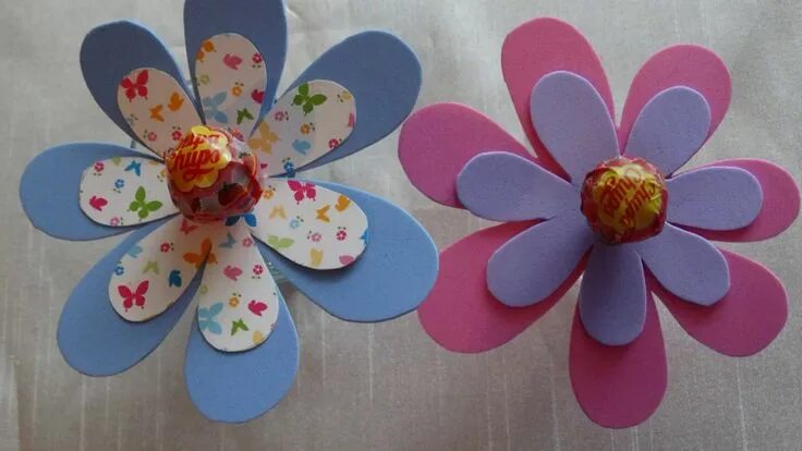 Поделка цветок с фото ребенка Gyereknapi ajándékötlet.DIY kreatív ötlet hogyan készíts virág nyalókát. Paper f