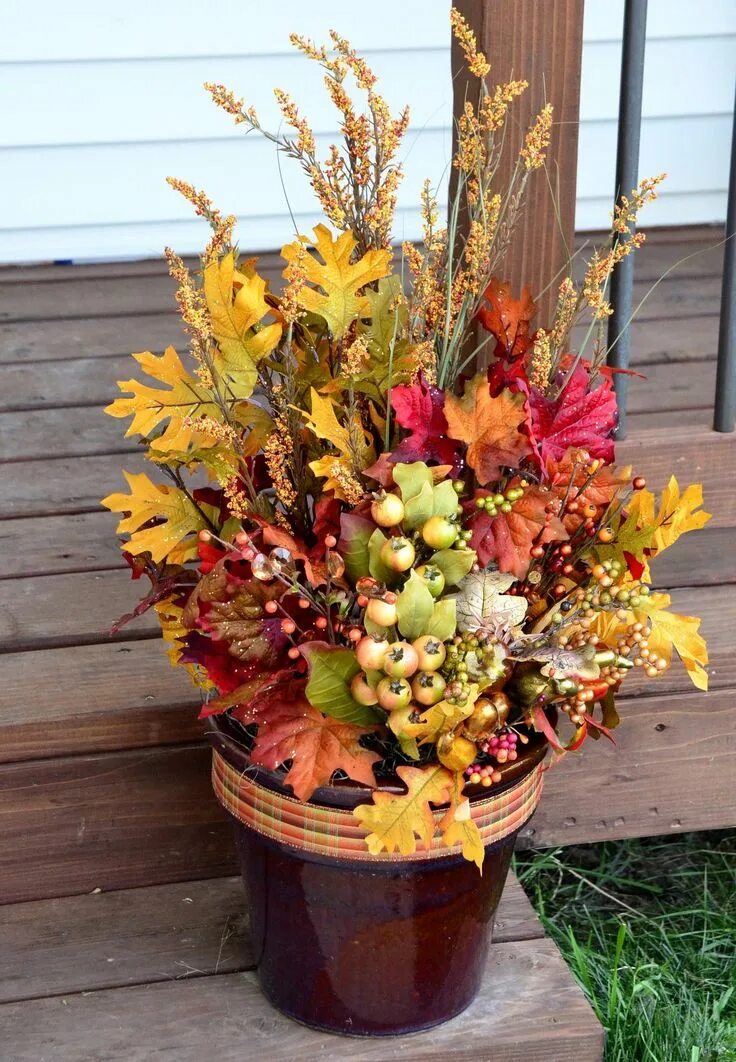 Поделка в сад осенний букет фото Pin on Seasonal Fall thanksgiving decor, Fall decorations porch, Fall flower arr