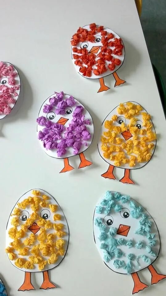 Поделки 2 года фото easter chicken paper craft for kids Knutselen voor pasen, Knutselen thema lente,