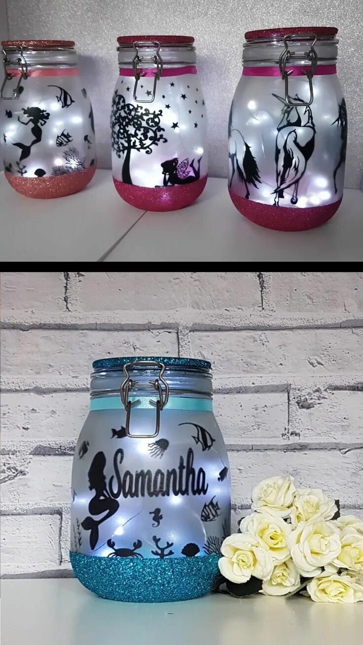 Поделки банк фото Mason jar night light fairy lights night light for kids. Cool craft idea. Etsy f