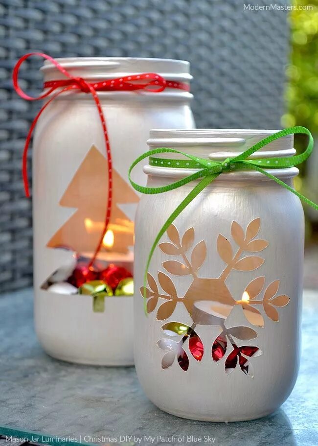 Поделки банк фото Christmas DIY: Mason Jar Luminaries Modern Masters Cafe Blog Mason jar christmas