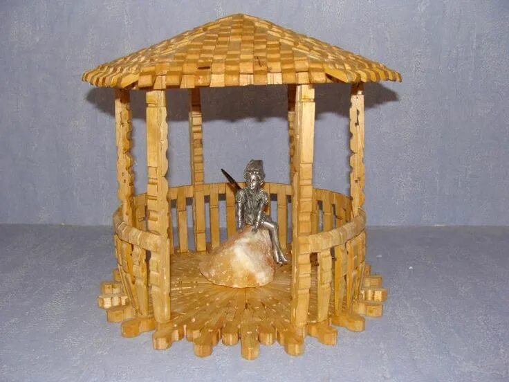 Поделки беседки своими руками bateau en pince a linge bois in 2024 Wooden clothespin crafts, Craft stick craft