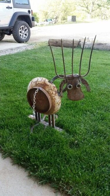 Поделки для дачи из металла своими руками My home made cow, yard art Металлические скульптуры, Металлические поделки и Иск