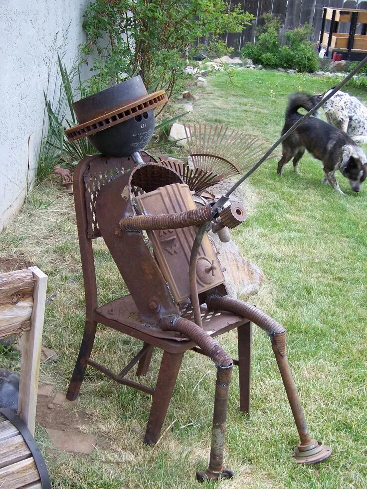 Поделки для дачи из металла своими руками Fishing Yard Art Metal yard art, Scrap metal art, Yard art