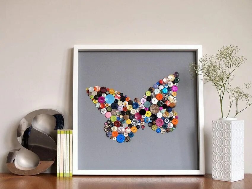 Поделки для декора дома Поделка - бабочка из пуговиц своими руками. 10 фото Button crafts, Butterfly cra