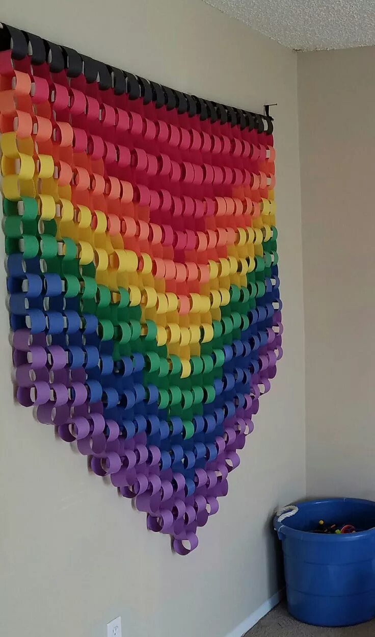Поделки для декора комнаты своими руками DIY Paper Chain Rainbow Wall Hanging