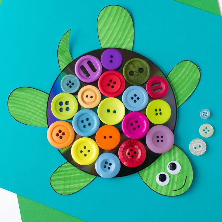 Поделки для детей 7 лет фото CD and Button Turtle Craft for Kids in 2024 Turtle crafts, Animal crafts for kid