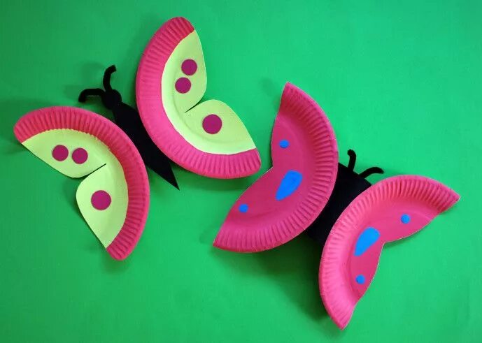 Поделки для детей легкие фото Schmetterlinge aus Papptellern basteln - Kinderspiele-Welt.de Basteln frühling k