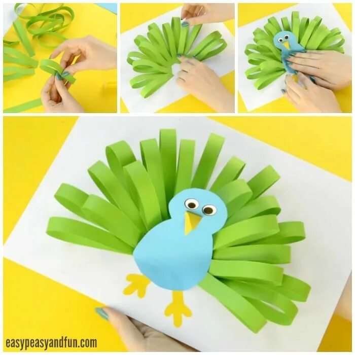 Поделки для детей пошагово фото Paper Peacock Craft Animal crafts for kids, Peacock crafts, Preschool crafts