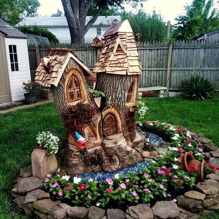 Поделки для дома и дачи фото fairy house Fairy tree houses, Garden ideas cheap, Backyard trees