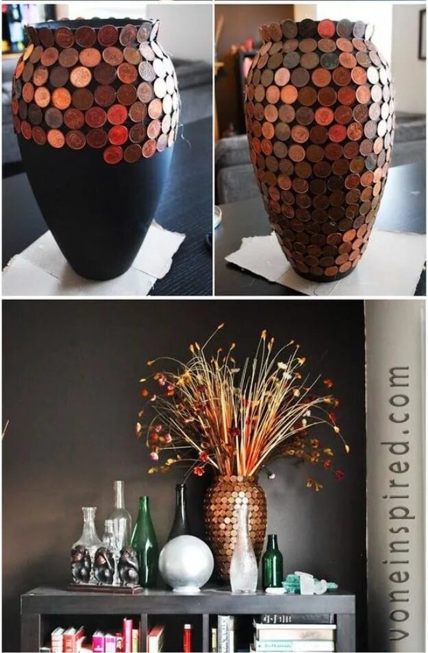 Поделки для интерьера фото 40 DIYs made from Pennies, dollar bills, money Diy decor projects, Diy home craf