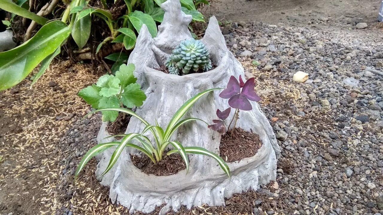 Поделки для сада из цемента фото How To Make Stunning Mountain Cement Planter Design Ideas DIY Concrete Planter P