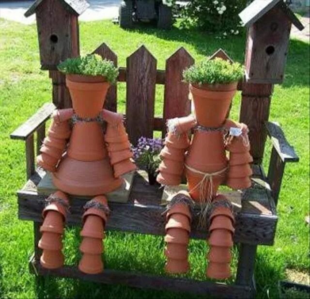 Поделки для сада своими руками фото Maceteritos Flower pot people, Clay pots, Clay pot people