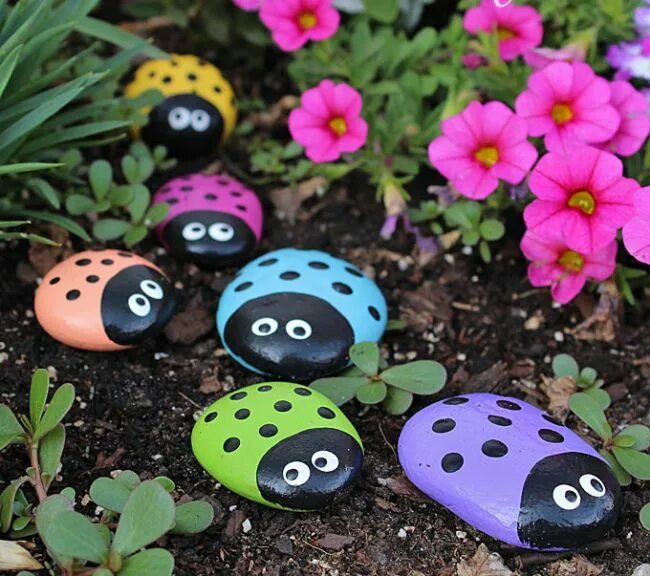 Поделки для украшения сада фото Оригинальные идеи для сада Painted rocks diy, Rock crafts, Painted rocks