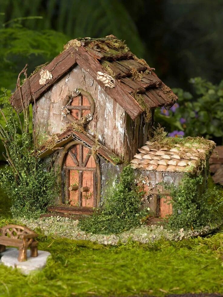 Поделки домик фото Pin by Eva Dragon on Hand made Fairy garden houses, Fairy garden cottage, Fairy 