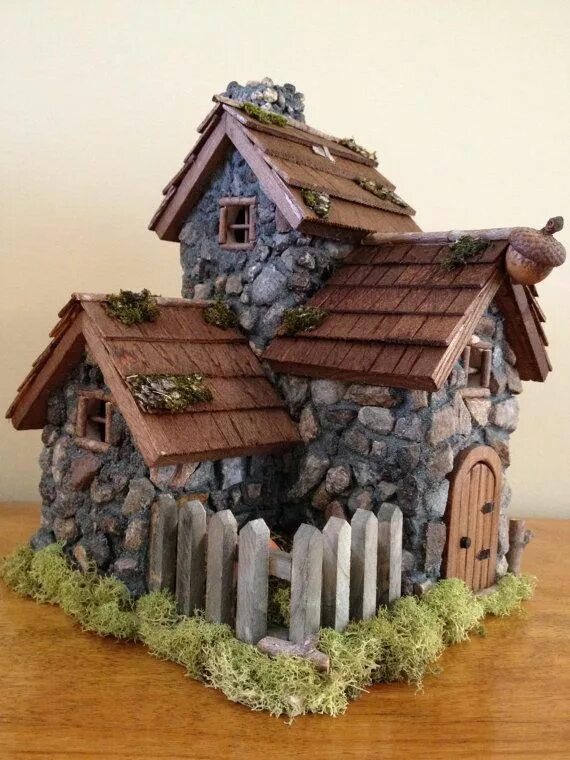 Поделки домик фото Handmade, Fairy Stone Cottage - Etsy Fairy garden houses, Fairy houses, Fairy ga