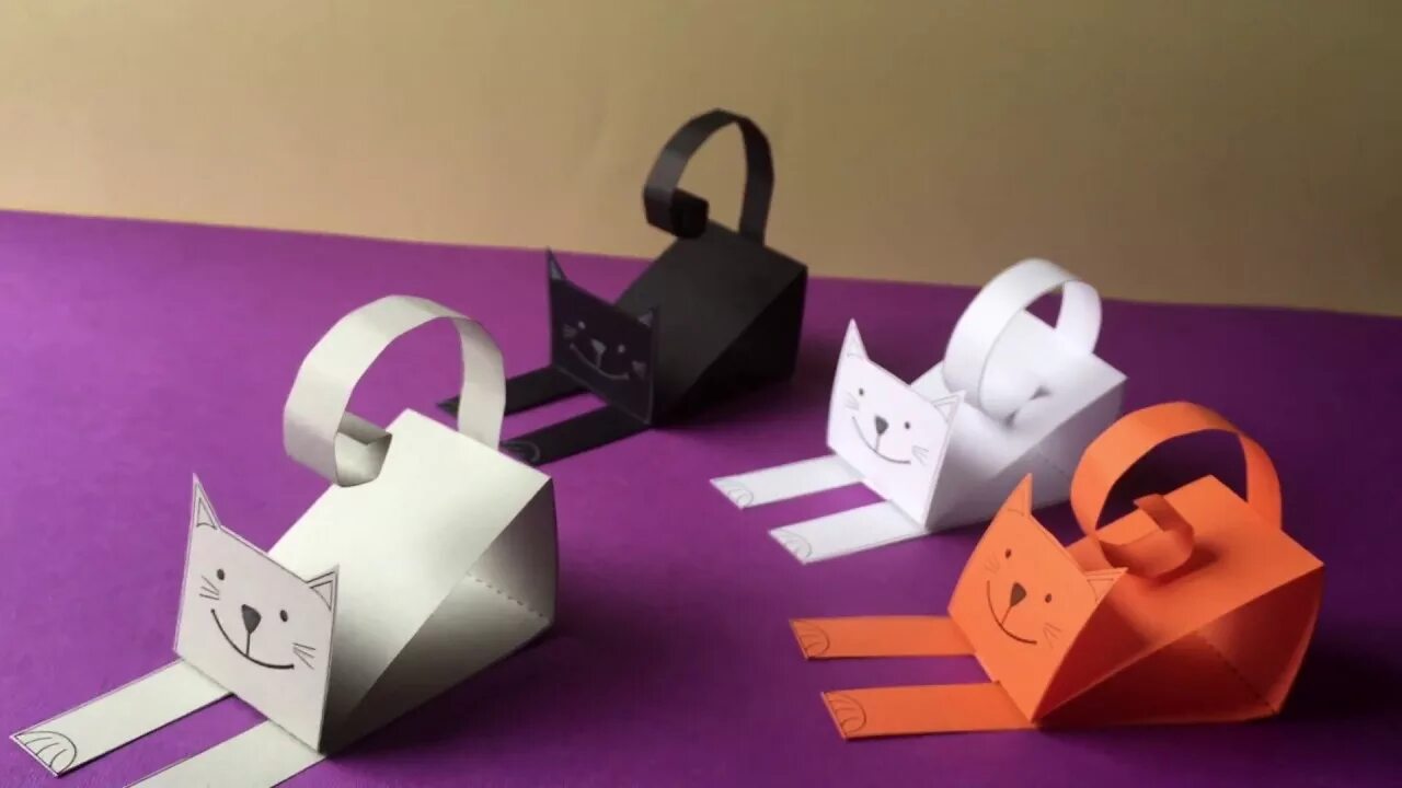 Поделки фото инструкция Paper cat - YouTube