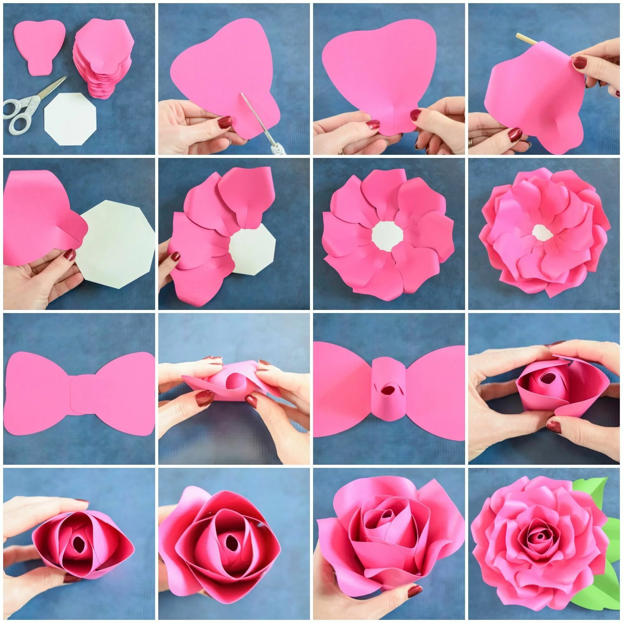 Поделки фото инструкция Giant Paper Flowers-How to Make Paper Garden Roses with Step by Step Tutorial Pa