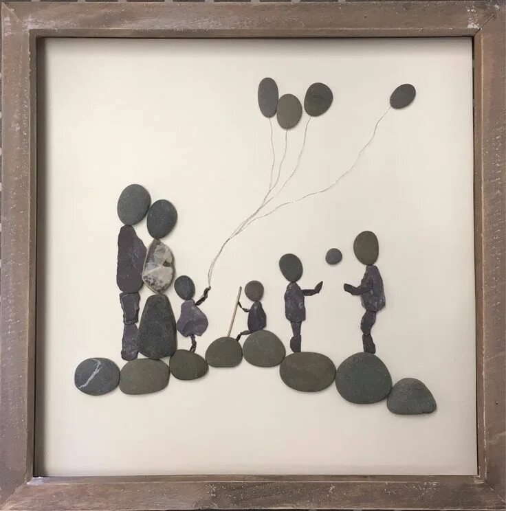 Поделки фото семья Family Picture, Pebble art, gift for Mum, Family gift, Personalised gift, new ho