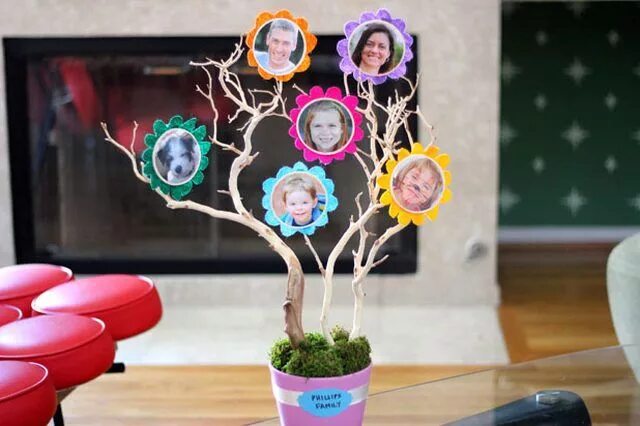 Поделки фото семья A colorful family tree Family tree craft, Family tree project, Diy family tree p