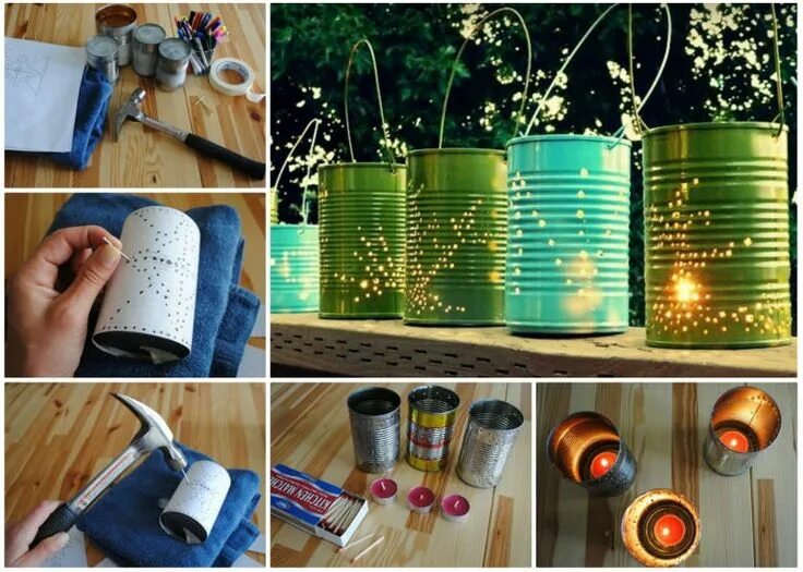 Поделки из банок фото Hanging Tin Lanterns Tin can lanterns, Can lanterns, Tin can