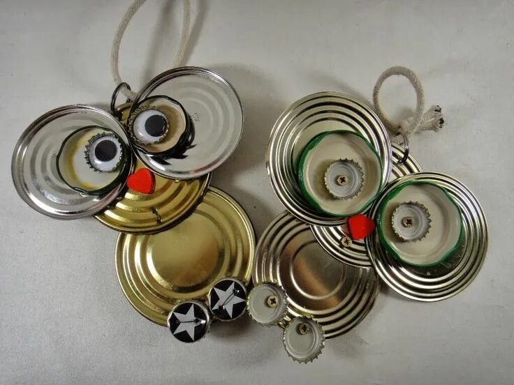 Поделки из банок фото Pin on recycle Owl crafts, Recycled crafts, Tin can crafts