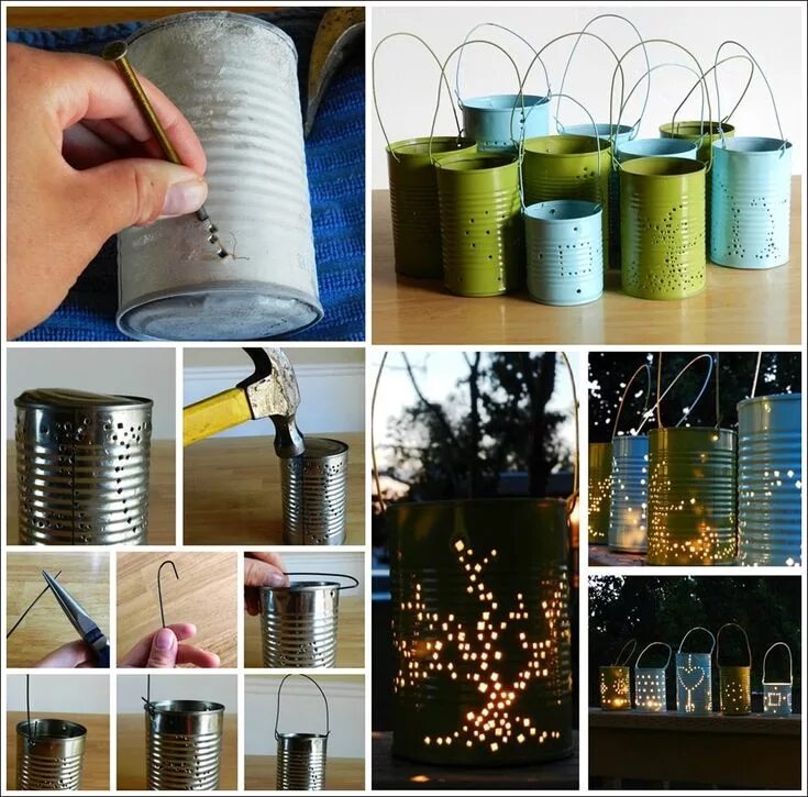 Поделки из банок фото De magnifiques lanternes DIY pour votre jardin ! Tin can lanterns, Can lanterns,