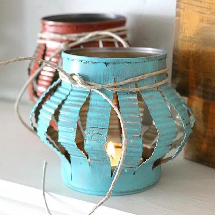 Поделки из банок фото Невероятные садовые фонарики своими руками Recycled tin cans, Tin can crafts, Re