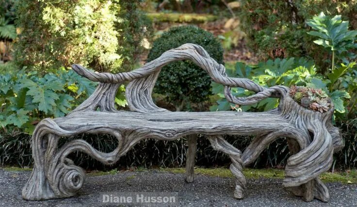 Поделки из бетона фото Concrete Faux Bois by Diane Husson Бетонный сад, Садовые поделки, Бетон искусств