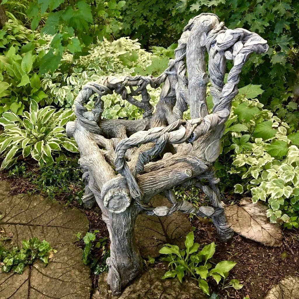 Поделки из бетона фото Кресло из бетона, как интерьер сада, в стиле "Faux Bois" Faux bois, Concrete, Fa