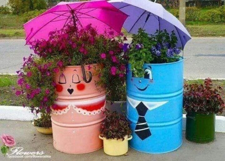 Поделки из бочки фото Like this Unusual planter, Creative planter, Metal barrel