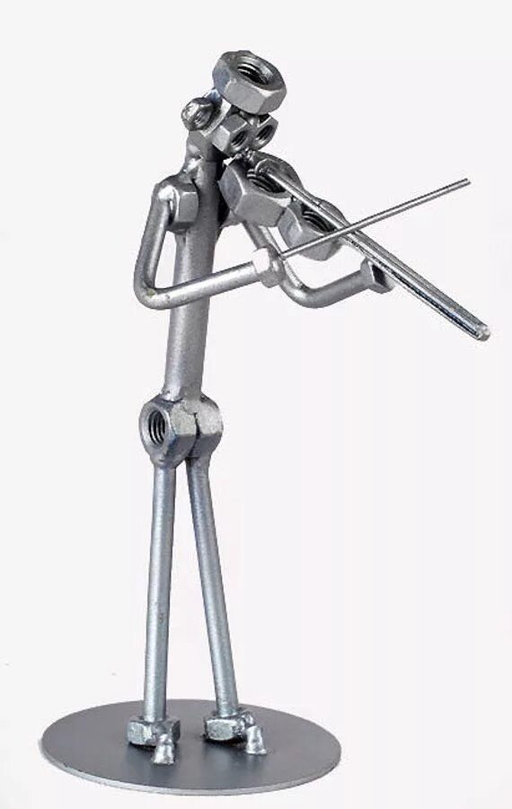 Поделки из болтов и гаек фото Violinist gift nuts and bolts sculpture male vs female Etsy Scrap metal art, Met