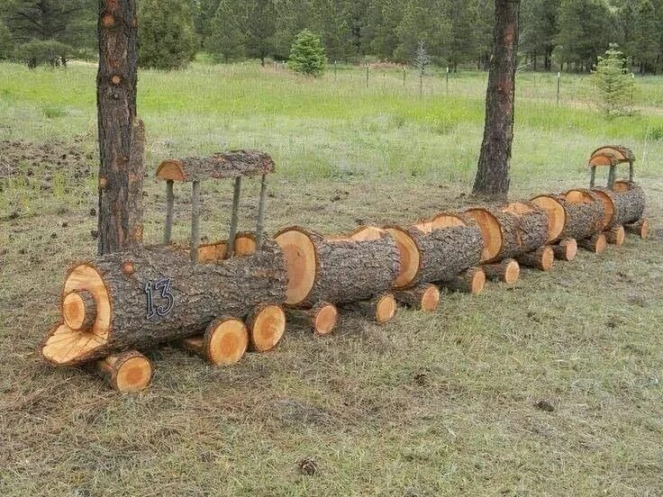 Поделки из бревен для дачи своими руками 19 décorations de jardin en bois avec des troncs Wood crafts, Garden projects, N