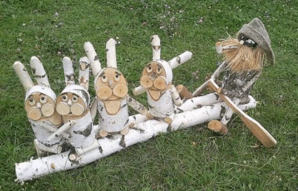 Поделки из бревен для дачи своими руками Фигурки из дерева Поделки, Дерево, Садовые украшения