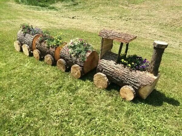 Поделки из бревен для дачи своими руками Floreira de Madeira: +63 Modelos Para Cultivar Plantas e Decorar Jardim diy, Jar